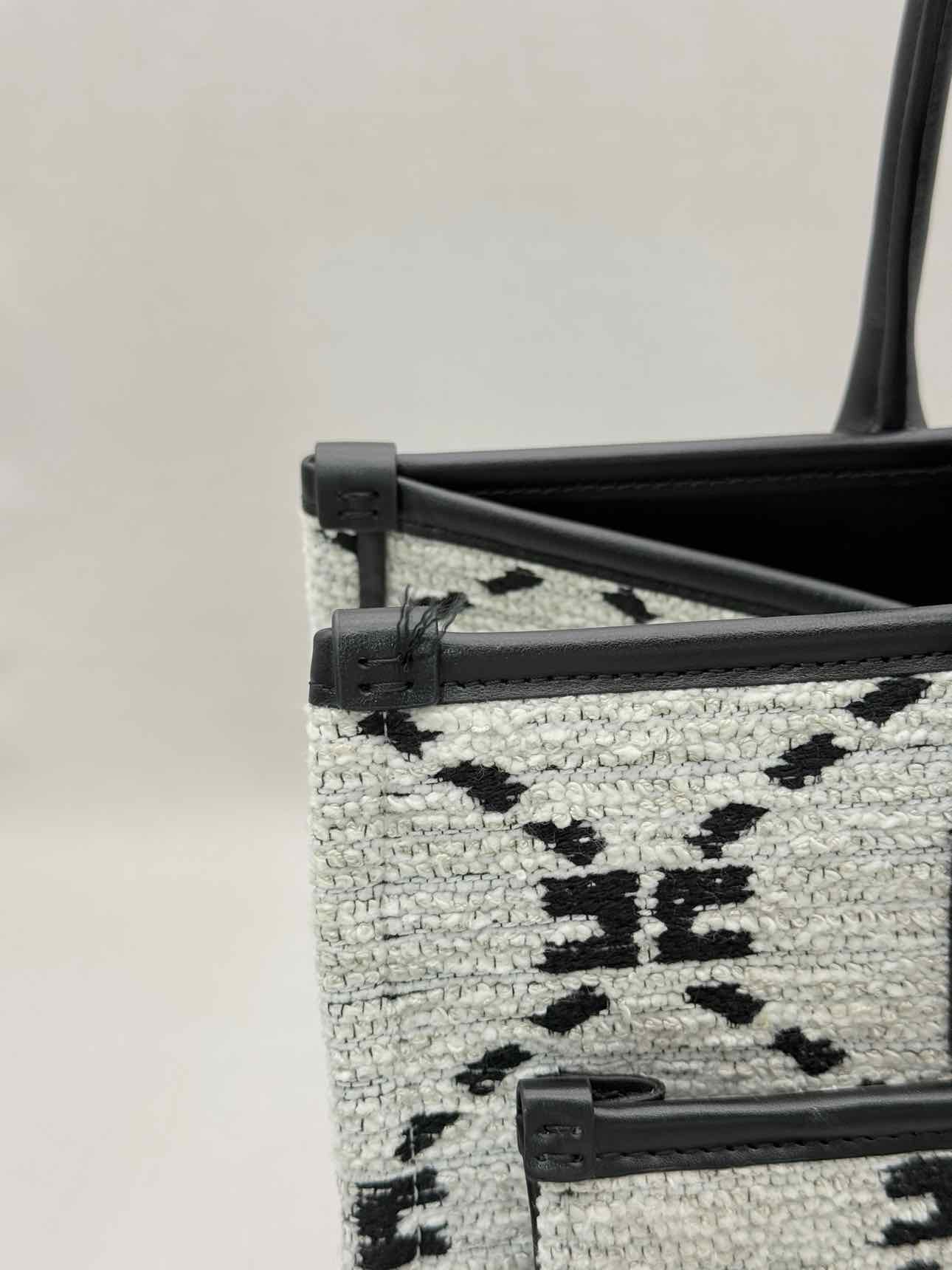 ELISABETTA FRANCHI White & Black EF Monogram Tote Bag