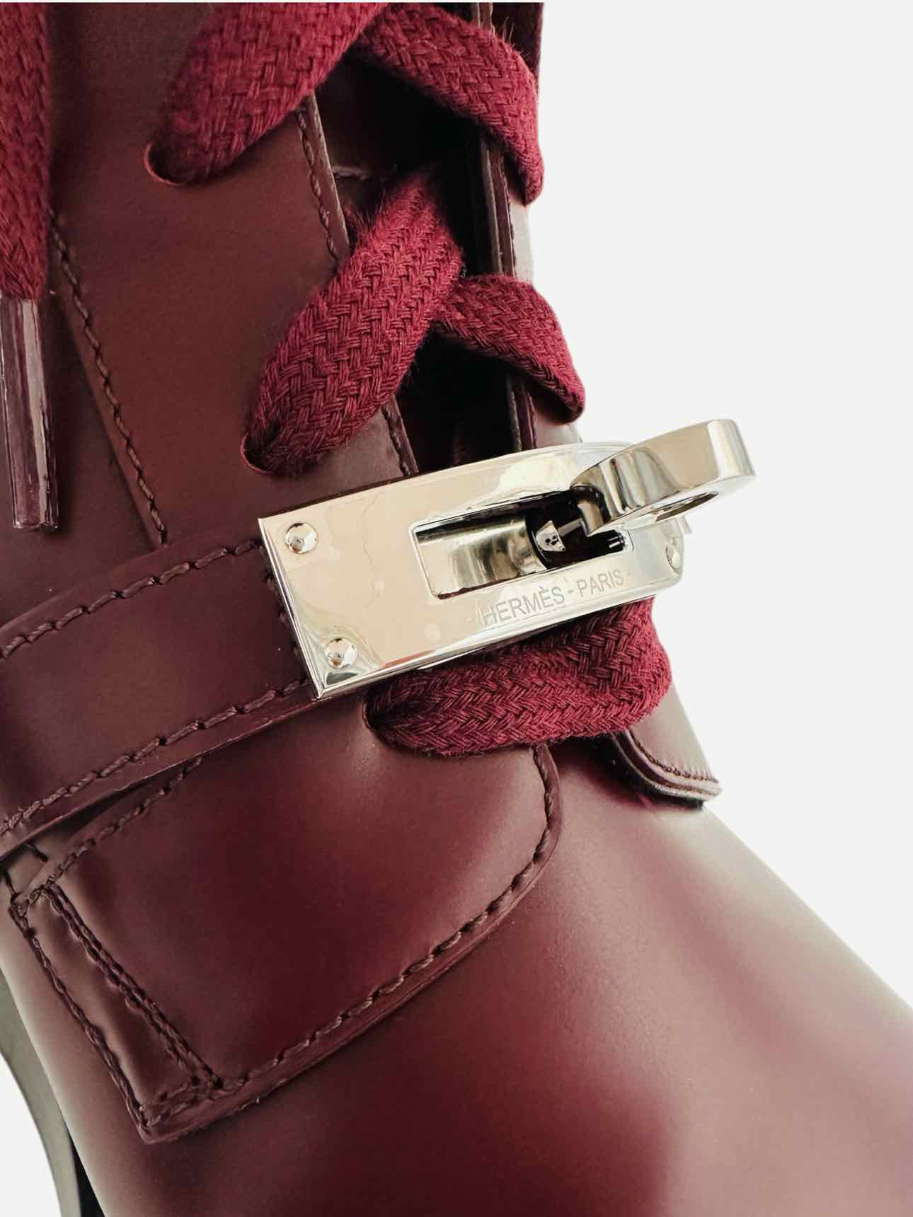 HERMES Funk Bordeaux Ankle Boots 36.5