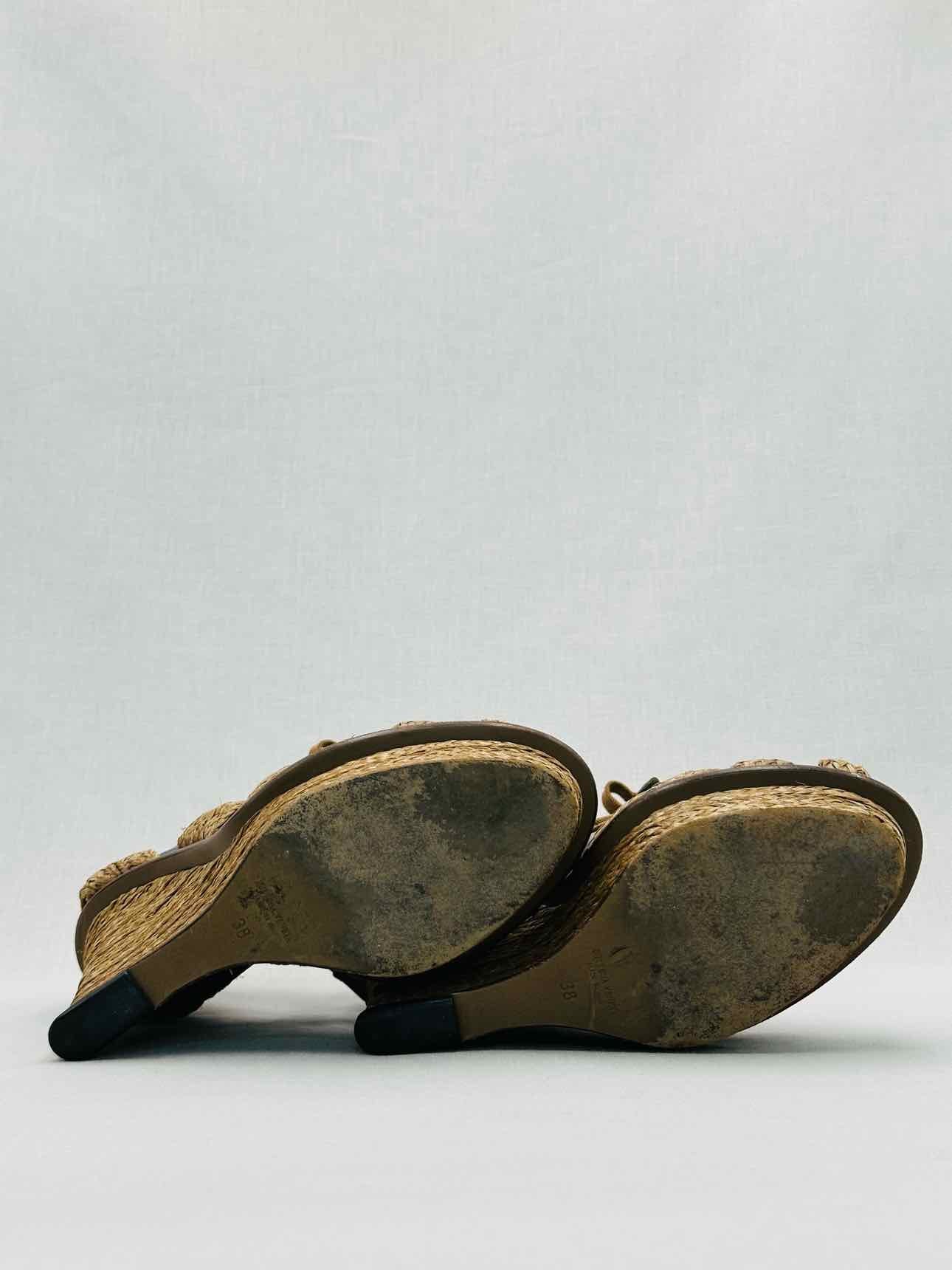 BOTTEGA VENETA Raffia Beige Size EU 38 Wedges