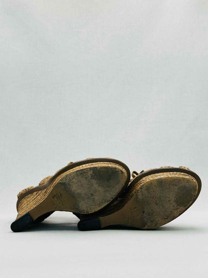 BOTTEGA VENETA Raffia Beige Size EU 38 Wedges