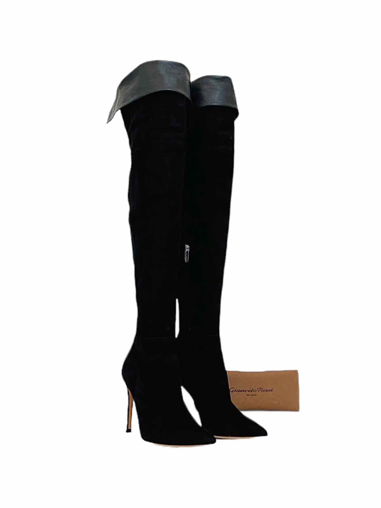 GIANVITO ROSSI Black Thigh High Boots 37