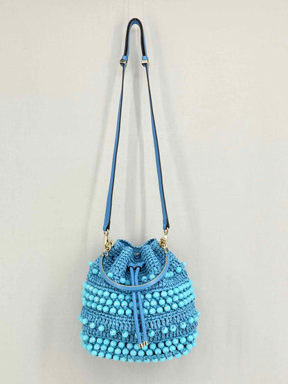 JIMMY CHOO Bon Bon Blue Bucket Bag