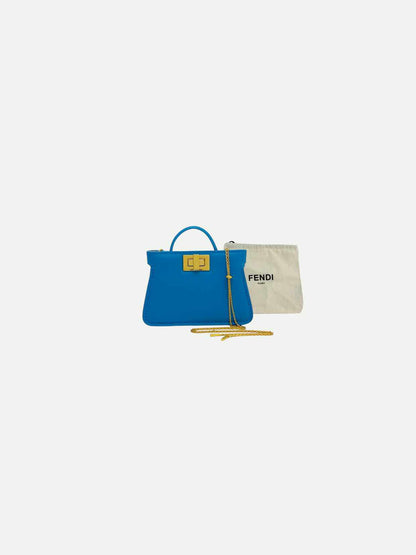 FENDI Nano Peekaboo Charm Blue Shoulder Bag