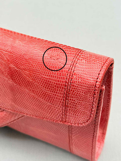 SERGIO ROSSI Coral Lizard Embossed Clutch