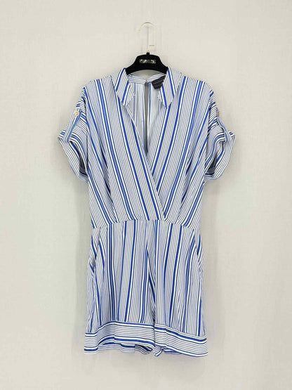 ELISABETTA FRANCHI White & Blue Size US 6 Playsuit
