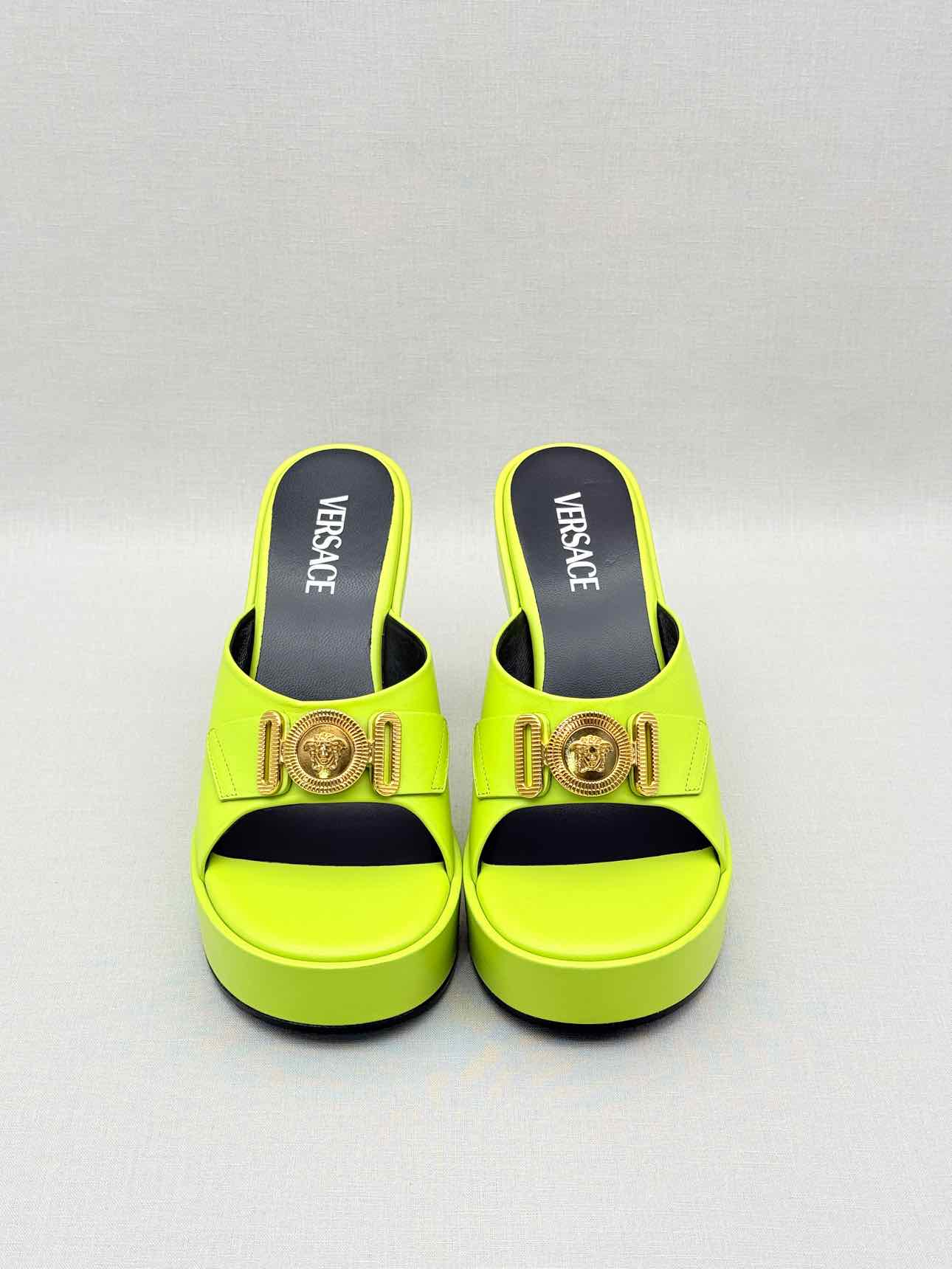 VERSACE Medusa Biggie Neon Green Size EU 38 Mules
