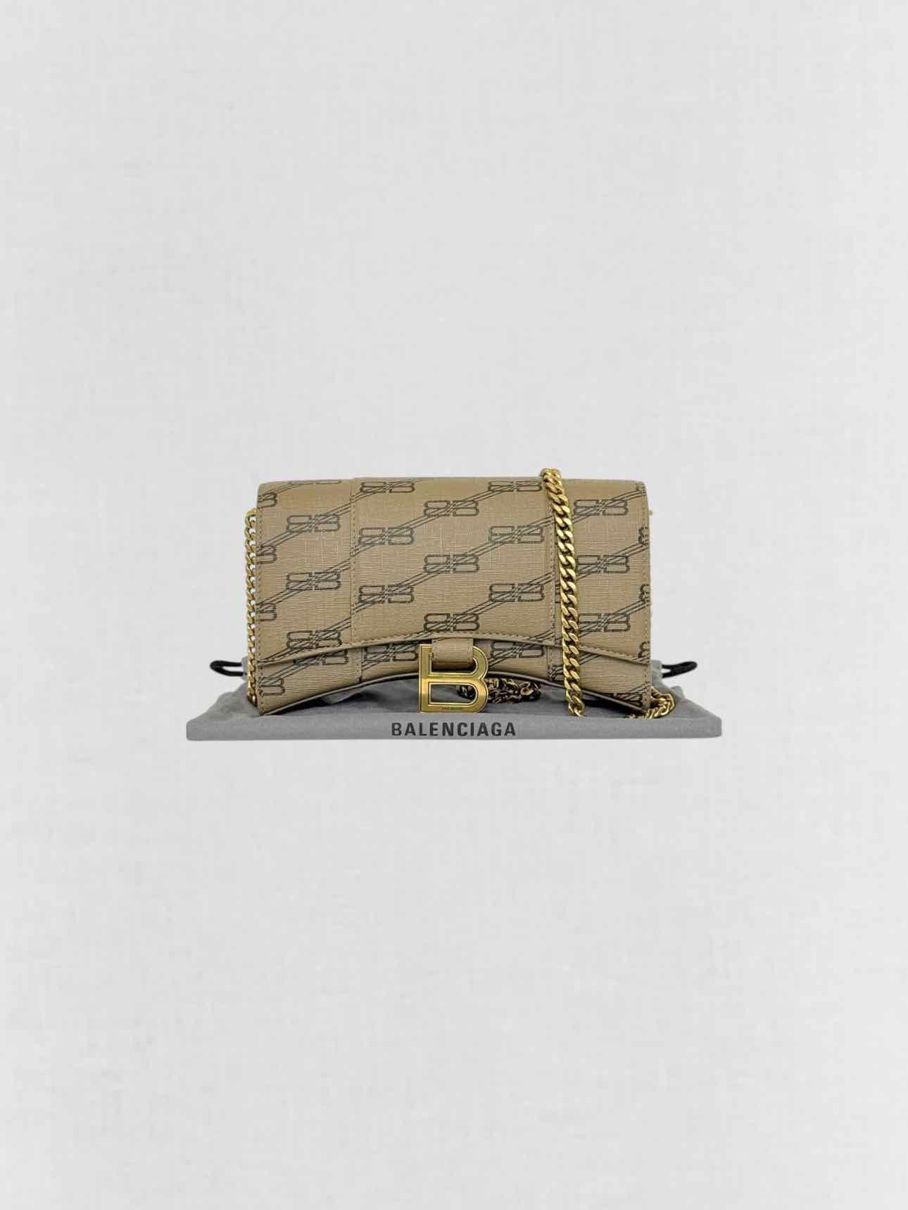 BALENCIAGA Wallet on Chain Brown Monogram Crossbody