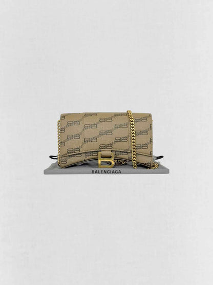 BALENCIAGA Wallet on Chain Brown Monogram Crossbody