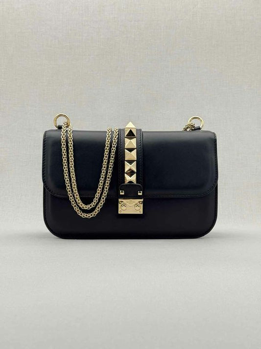 VALENTINO GARAVANI Glam Lock Black Shoulder Bag