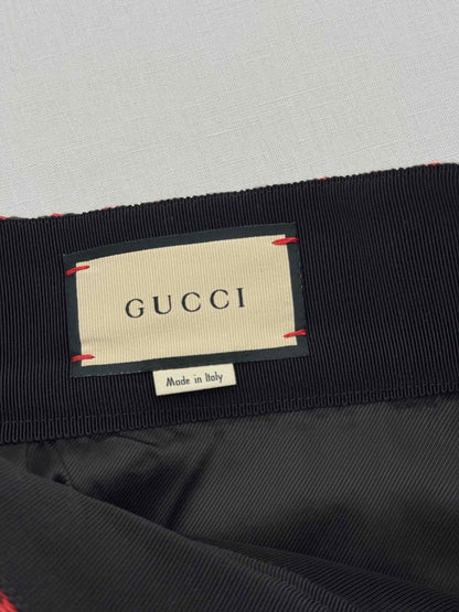 GUCCI Red Multicolor Herringbone Size US 8 Skirt