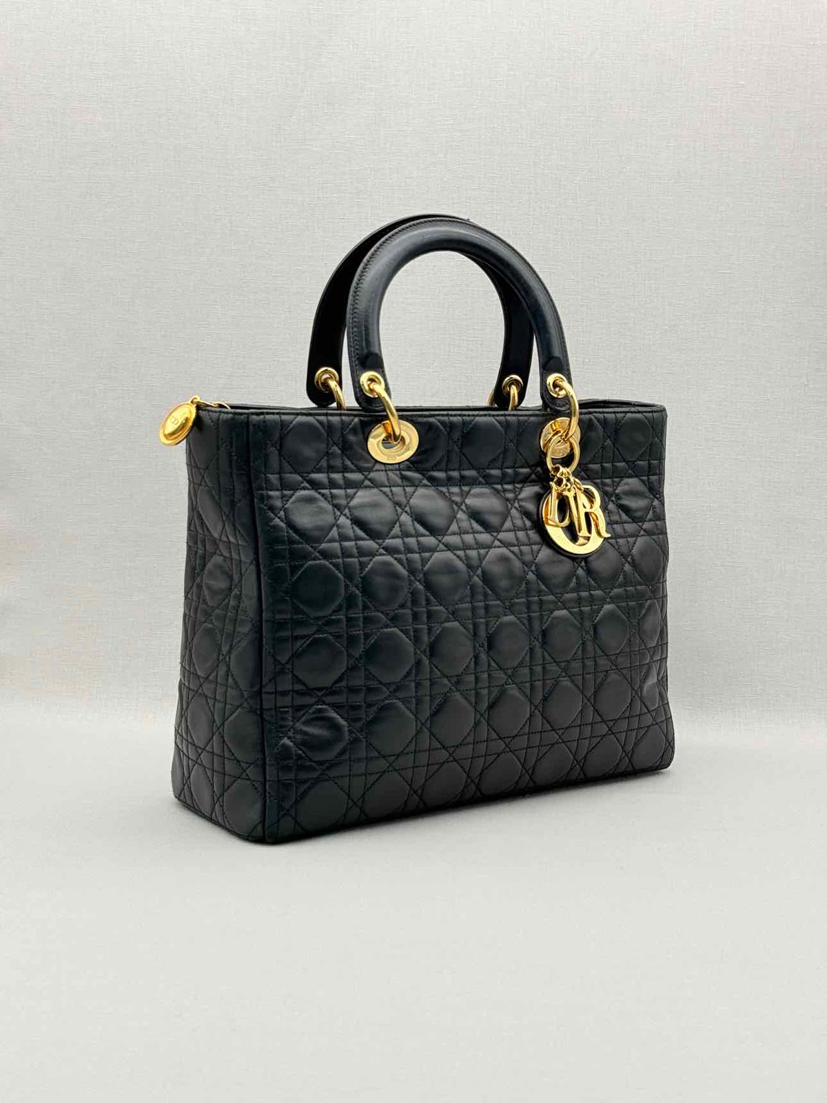 CHRISTIAN DIOR Lady Dior Black Cannage Top Handle