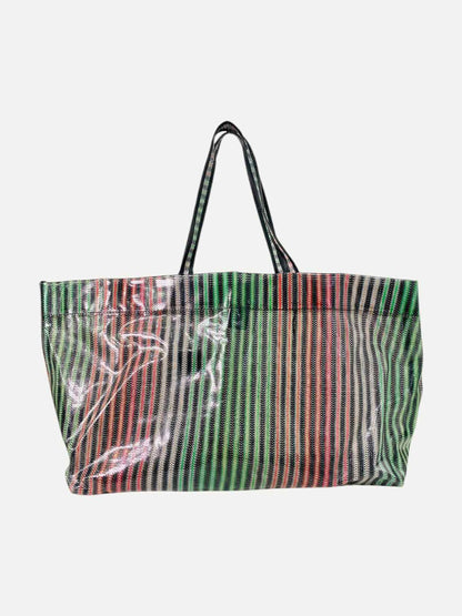 M MISSONI Shopping Black Multicolor Striped Tote Bag