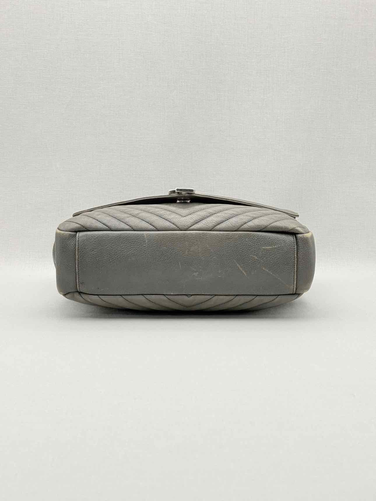 SAINT LAURENT College Grey Chevron Shoulder Bag
