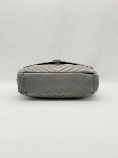 SAINT LAURENT College Grey Chevron Shoulder Bag