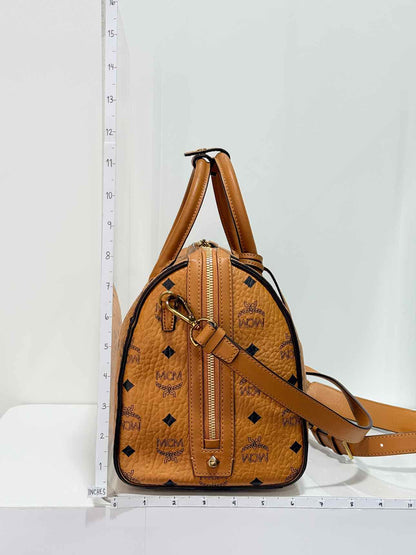 MCM Boston Brown Monogram Top Handle