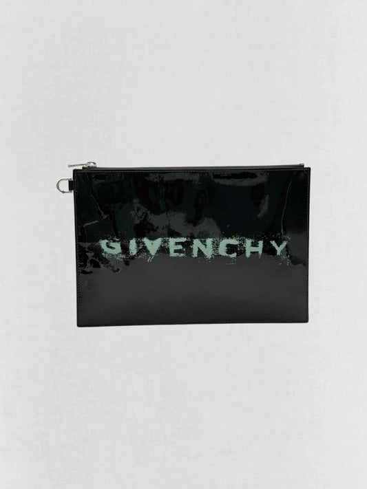 GIVENCHY Printed Logo Black Clutch