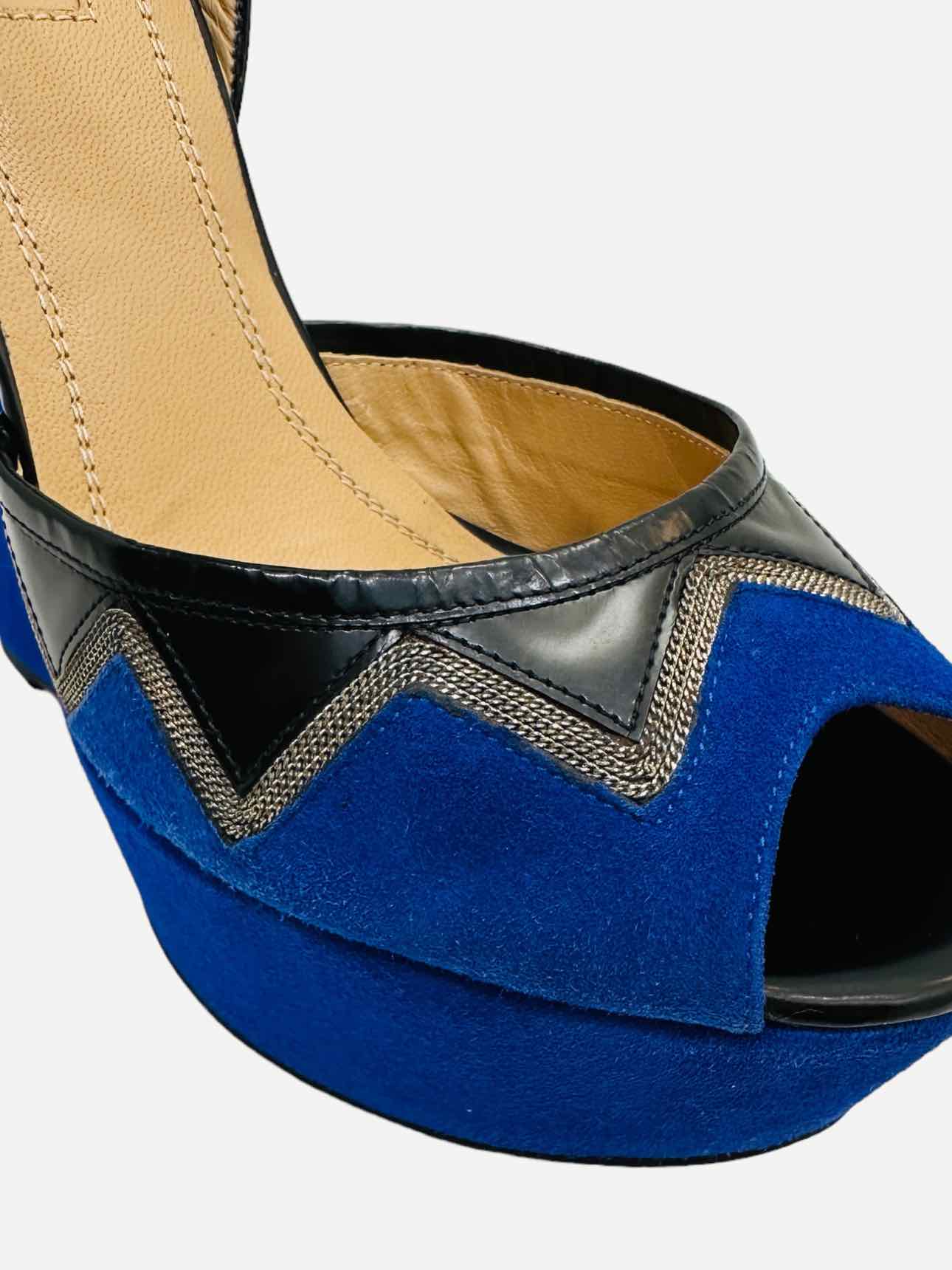 AQUAZZURA Blue w/ Black Wedges 37.5