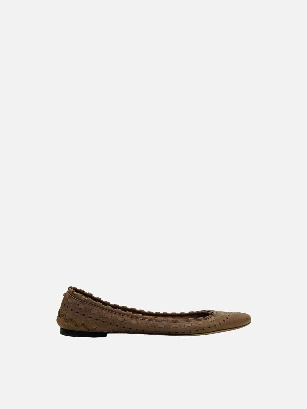 CHLOE Woven Brown Ballet Flats