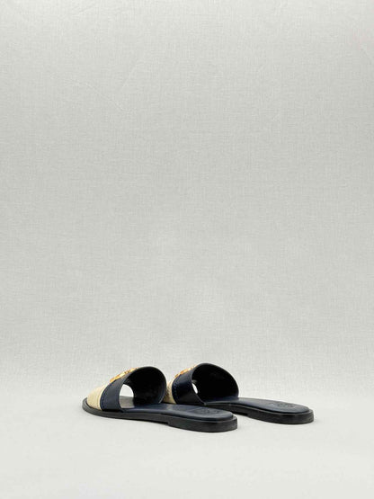 TORY BURCH Navy Blue & Beige Size EU 36 Flats