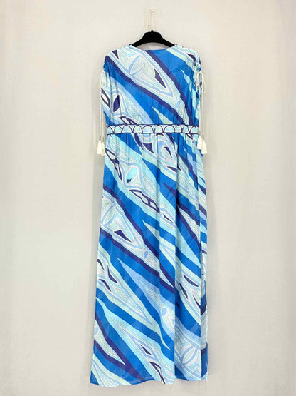 EMILIO PUCCI Blue & White Size US 12 Long Dress