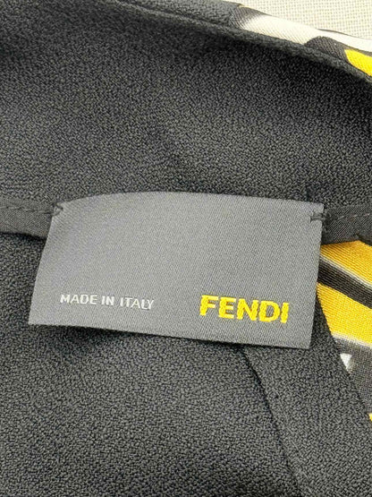 FENDI Yellow Multicolor Printed Size US 4 Short Dress