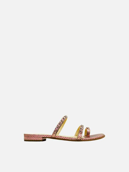 CHANEL Metallic Pink Sandals 37.5