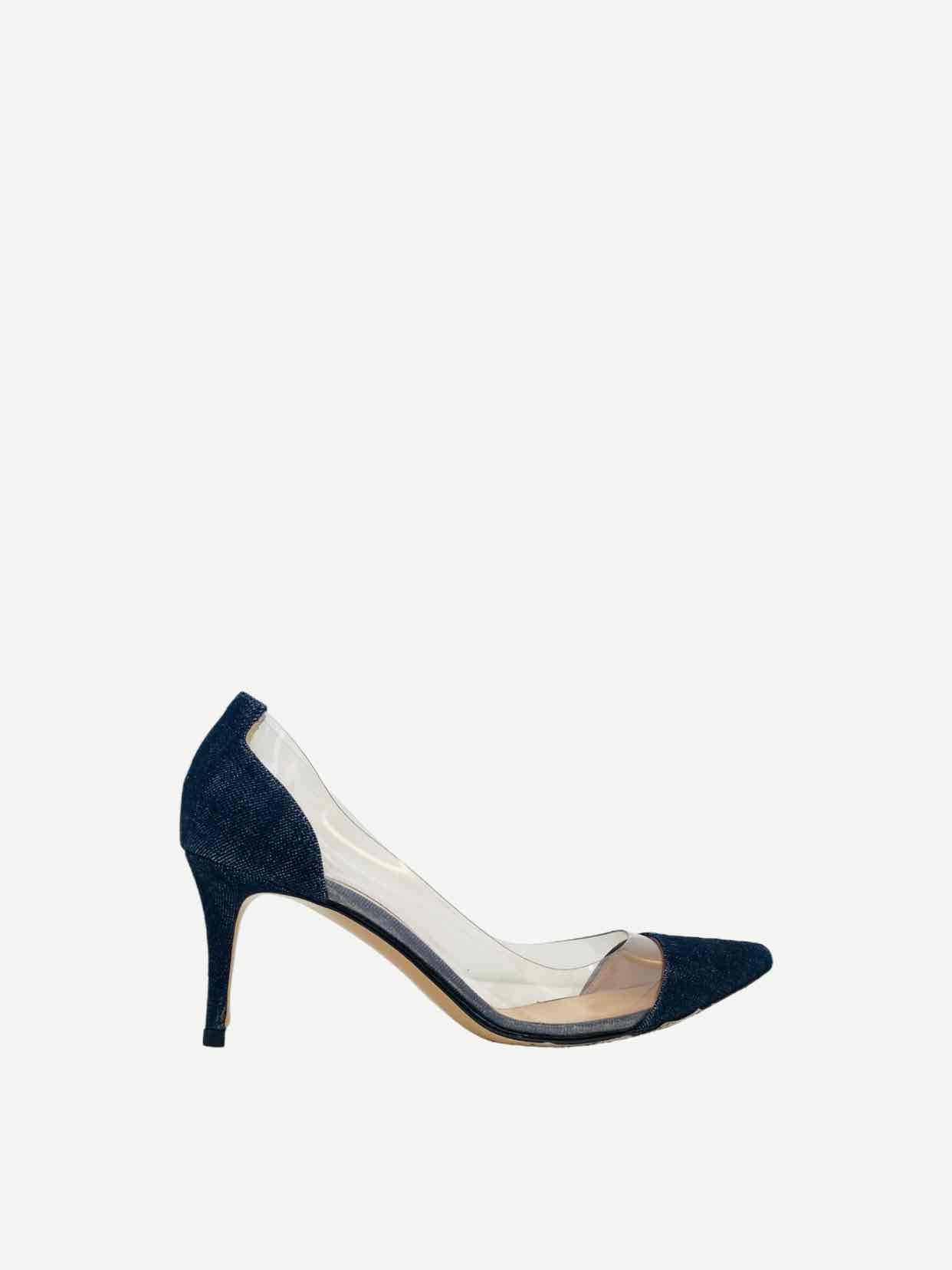 GIANVITO ROSSI Denim &amp; PVC Blue Pumps 40