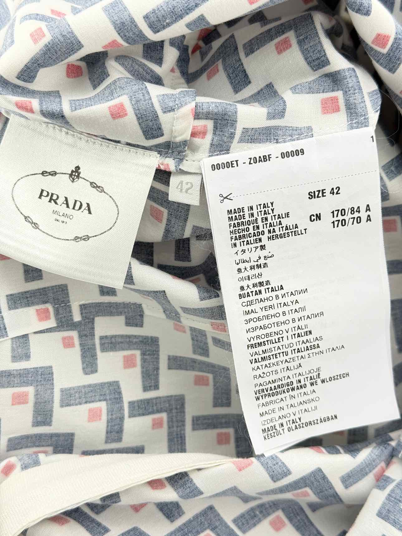 PRADA White w/ Blue & Red Size US 6 Short Dress