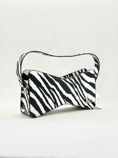 MACH & MACH Large Bow-shaped Black & White Shoulder Bag