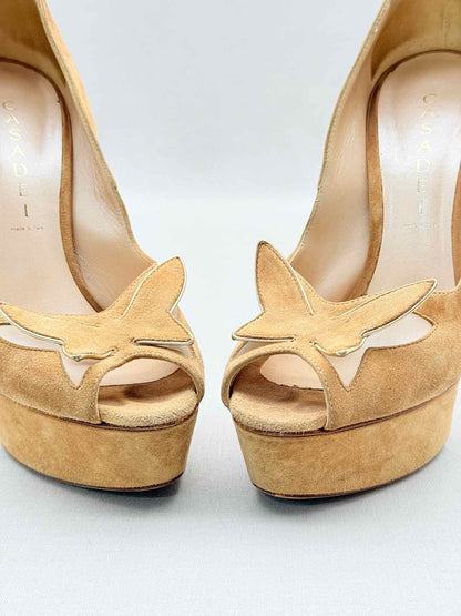 CASADEI Beige Butterfly Accent Size EU 37 Open toe