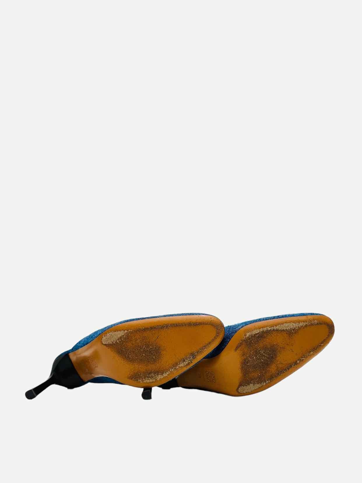 LOEWE Ripped Denim Blue & White Size EU 38 Mules
