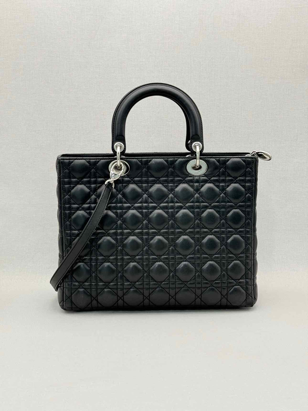 CHRISTIAN DIOR Lady Dior Black Cannage Top Handle