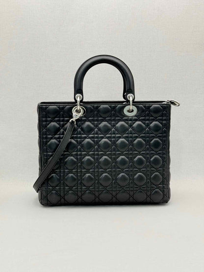 CHRISTIAN DIOR Lady Dior Black Cannage Top Handle
