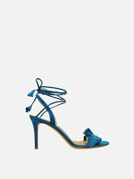 GIANVITO ROSSI Ankle Wrap Blue Heeled Sandals 38