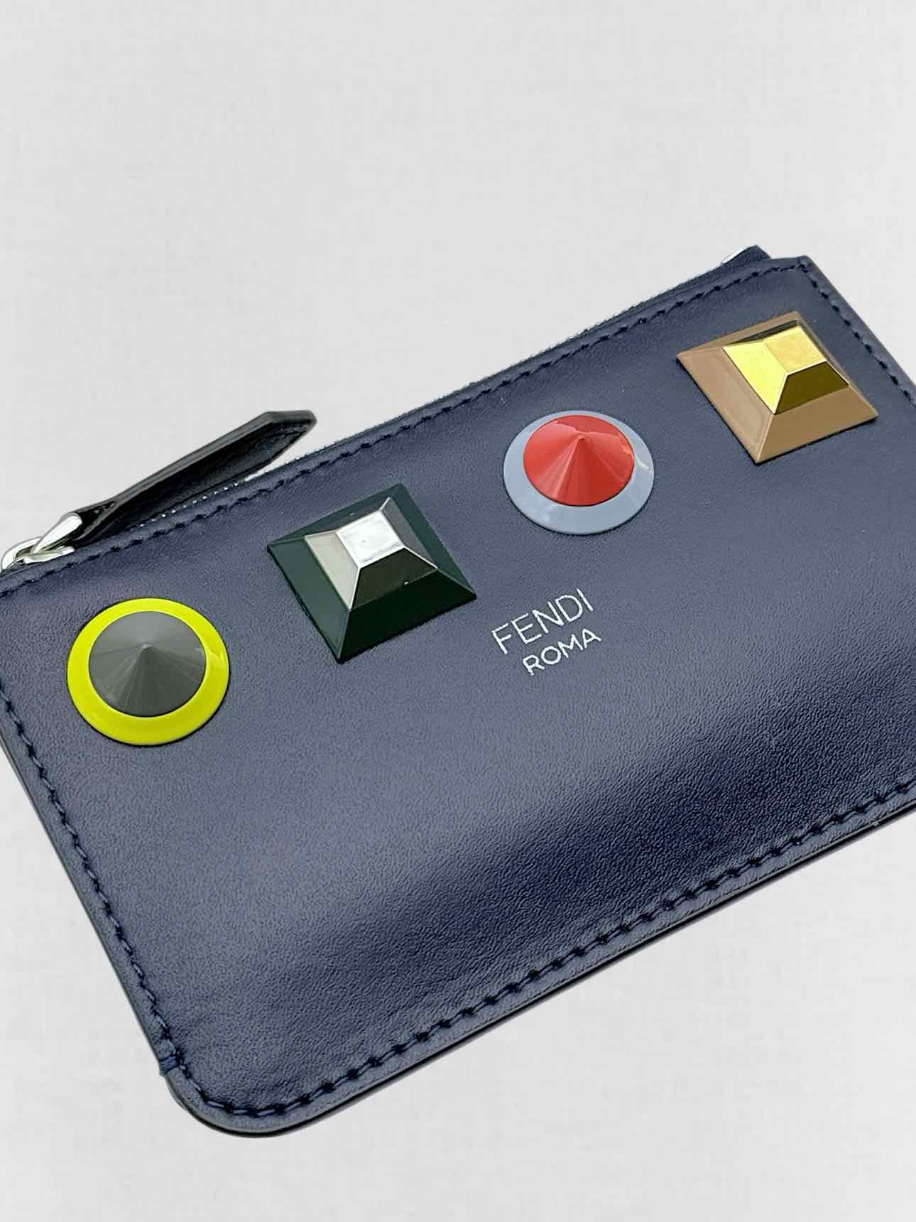 FENDI Vitello Liberty Blue Coin Wallet