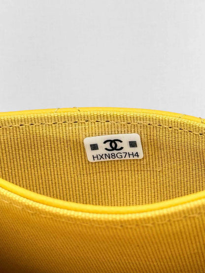 CHANEL Yellow Quilted Compact Wallet