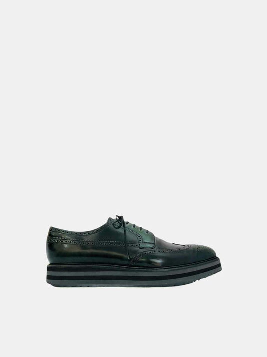 PRADA Wingtip Dark Green Oxfords 11