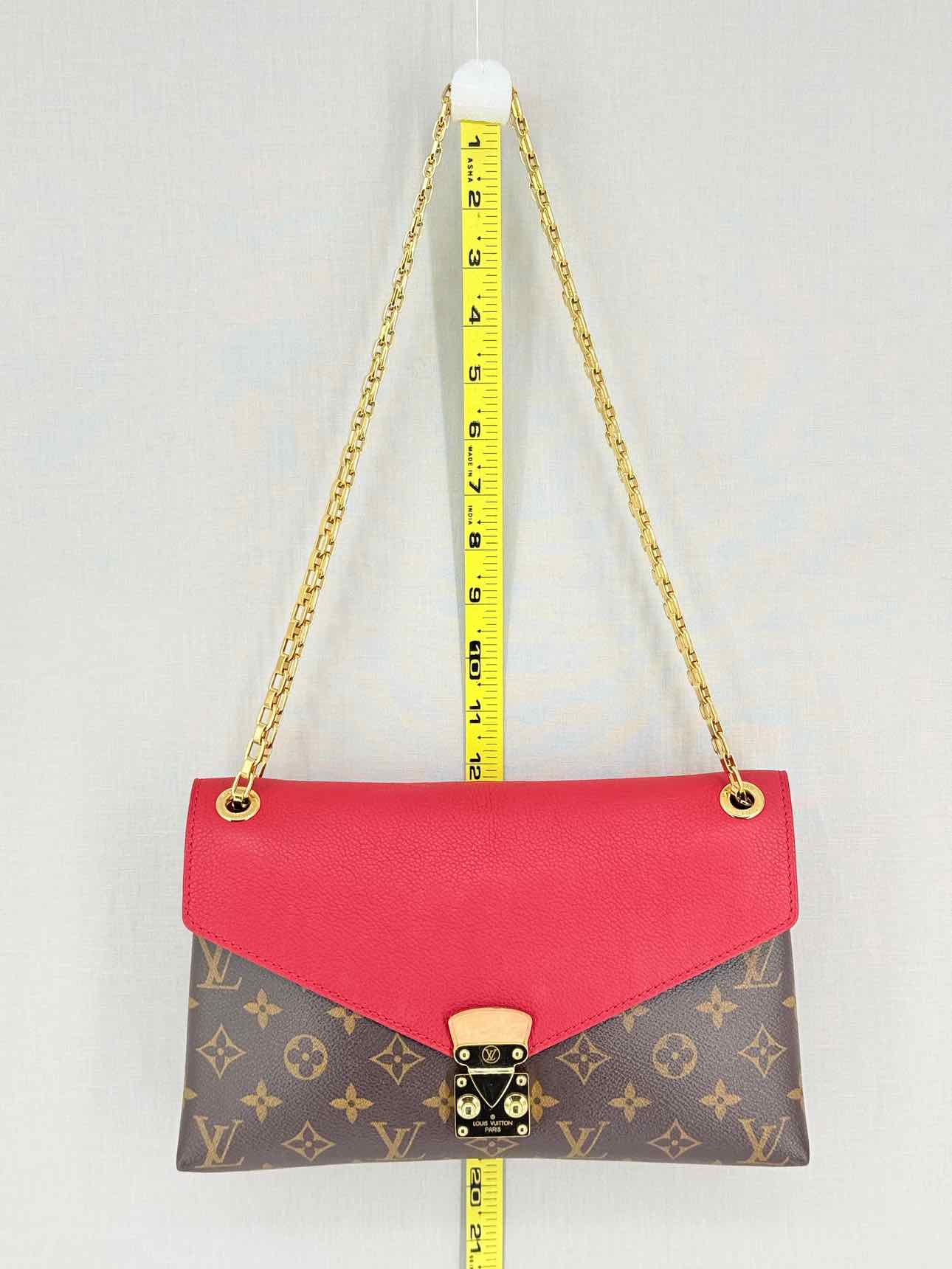 LOUIS VUITTON Pallas Chain Red Monogram Shoulder Bag