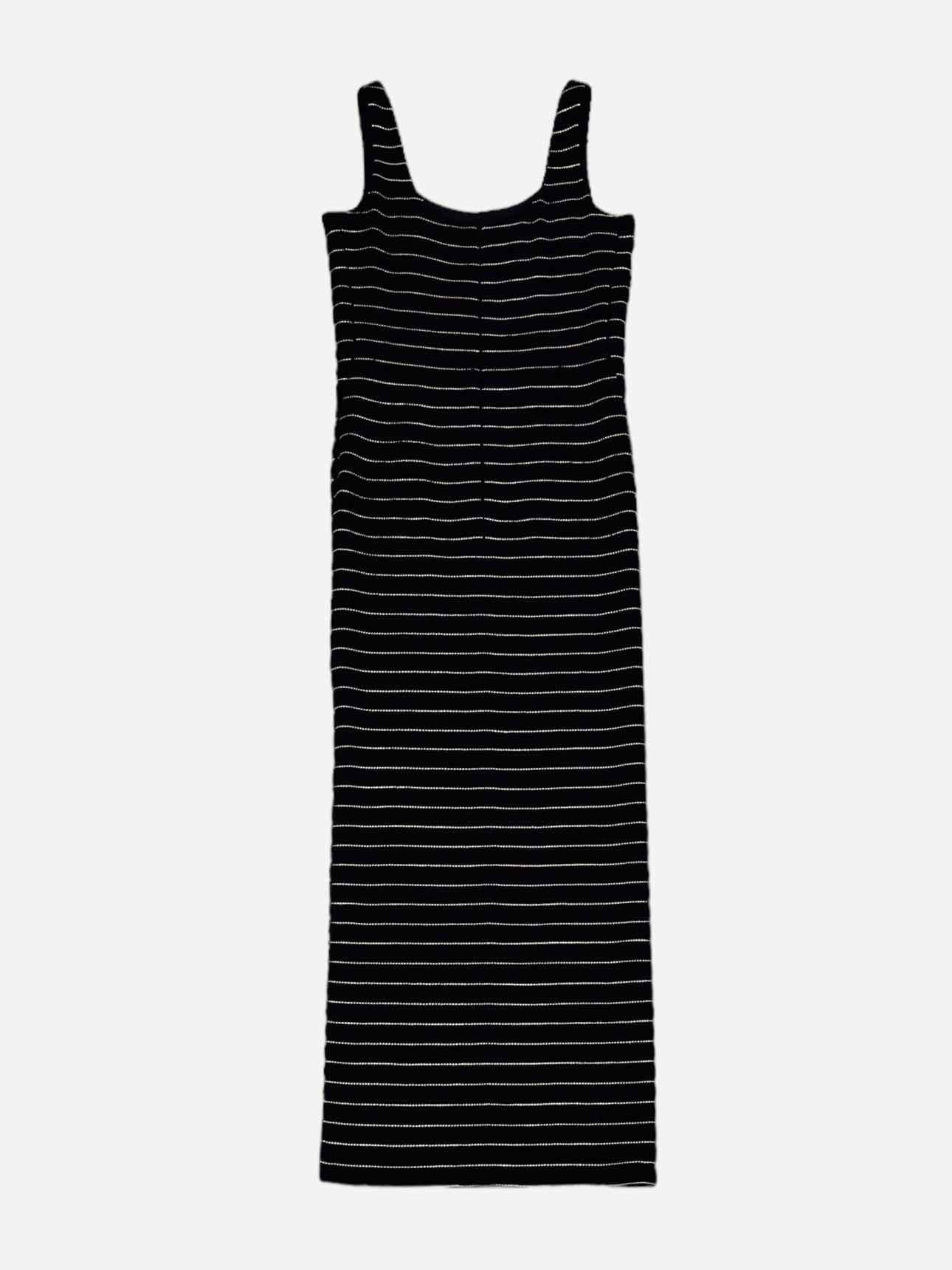 ESCADA Shift Black & Gold Stripe Long Dress