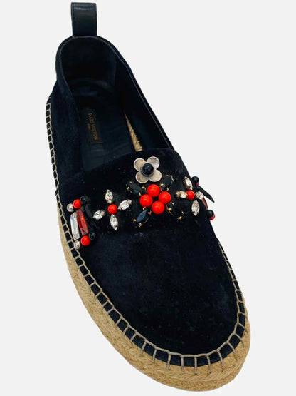 LOUIS VUITTON Espadrille Black Flats 40