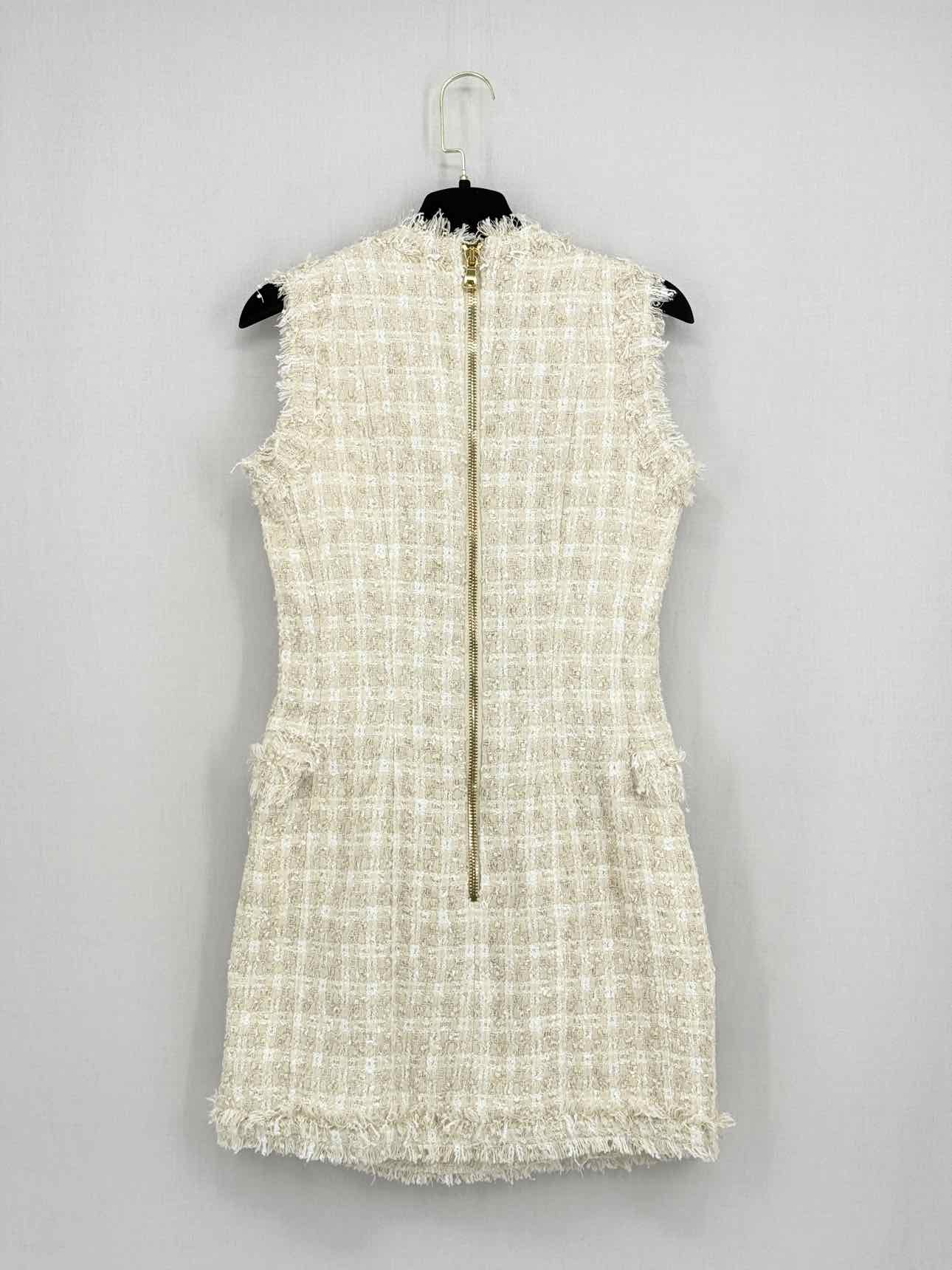 BALMAIN Beige Tweed Size US 4 Short Dress