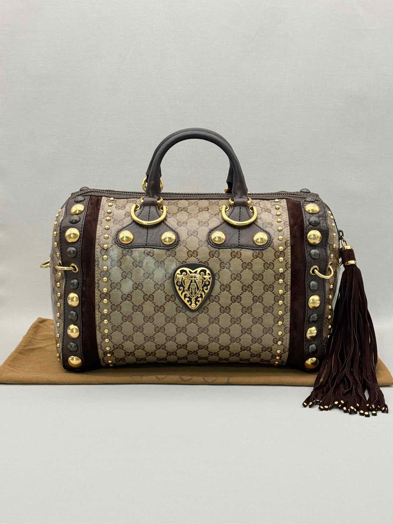 GUCCI Babouska Brown & Beige GG Top Handle
