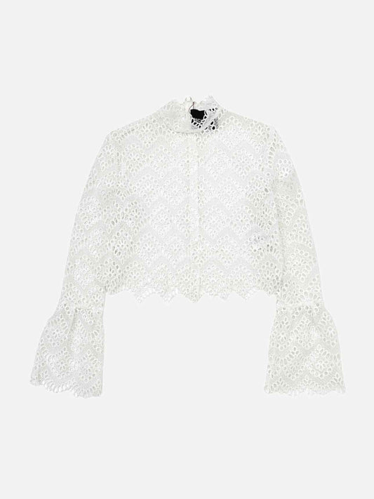 NICHOLAS Cropped White Eyelet Shirt