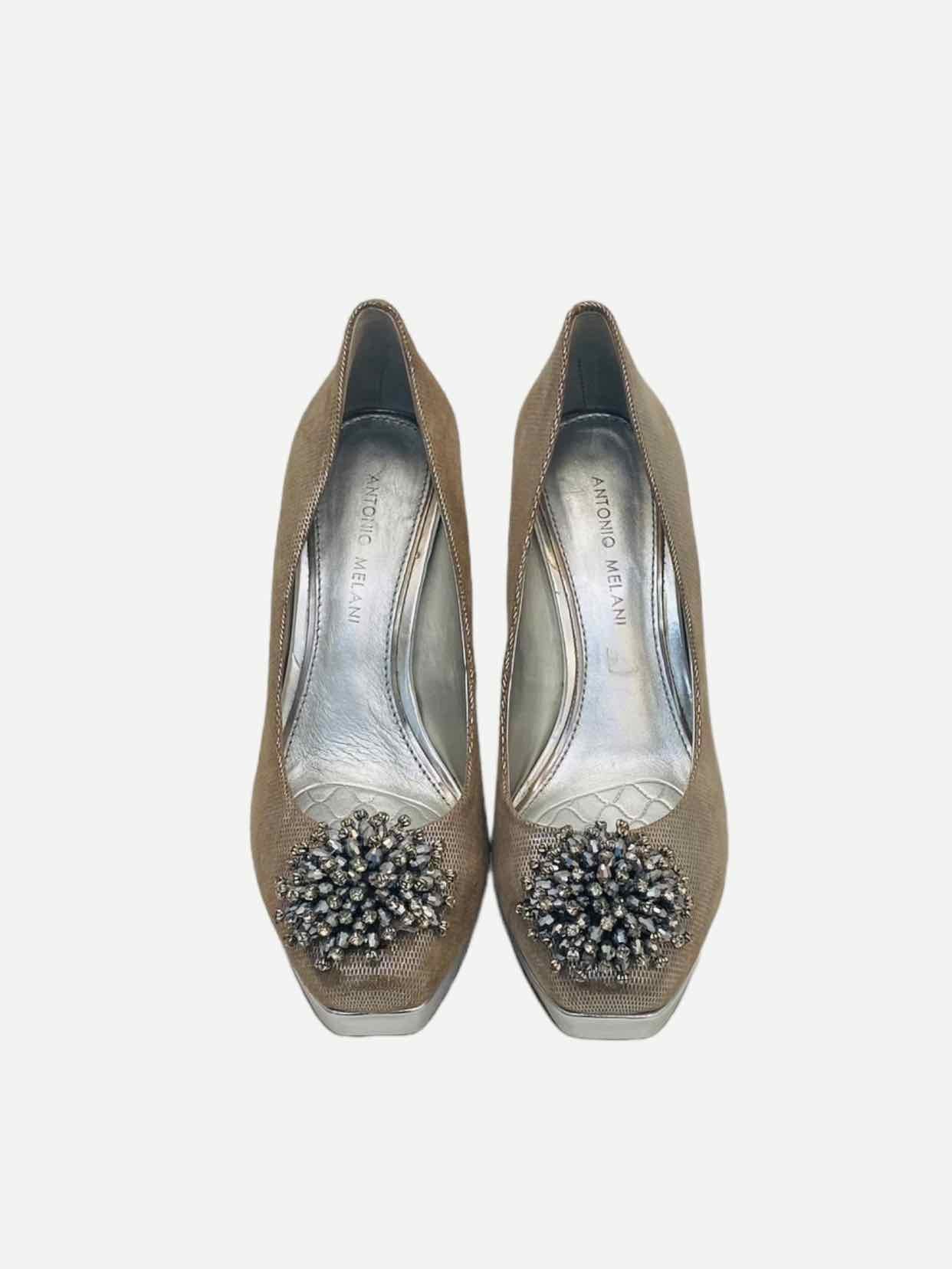 ANTONIO MELANI Metallic Silver Pumps 40