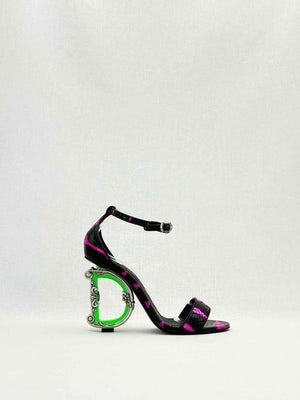 DOLCE & GABBANA Black & Pink Size EU 37 Heeled Sandals