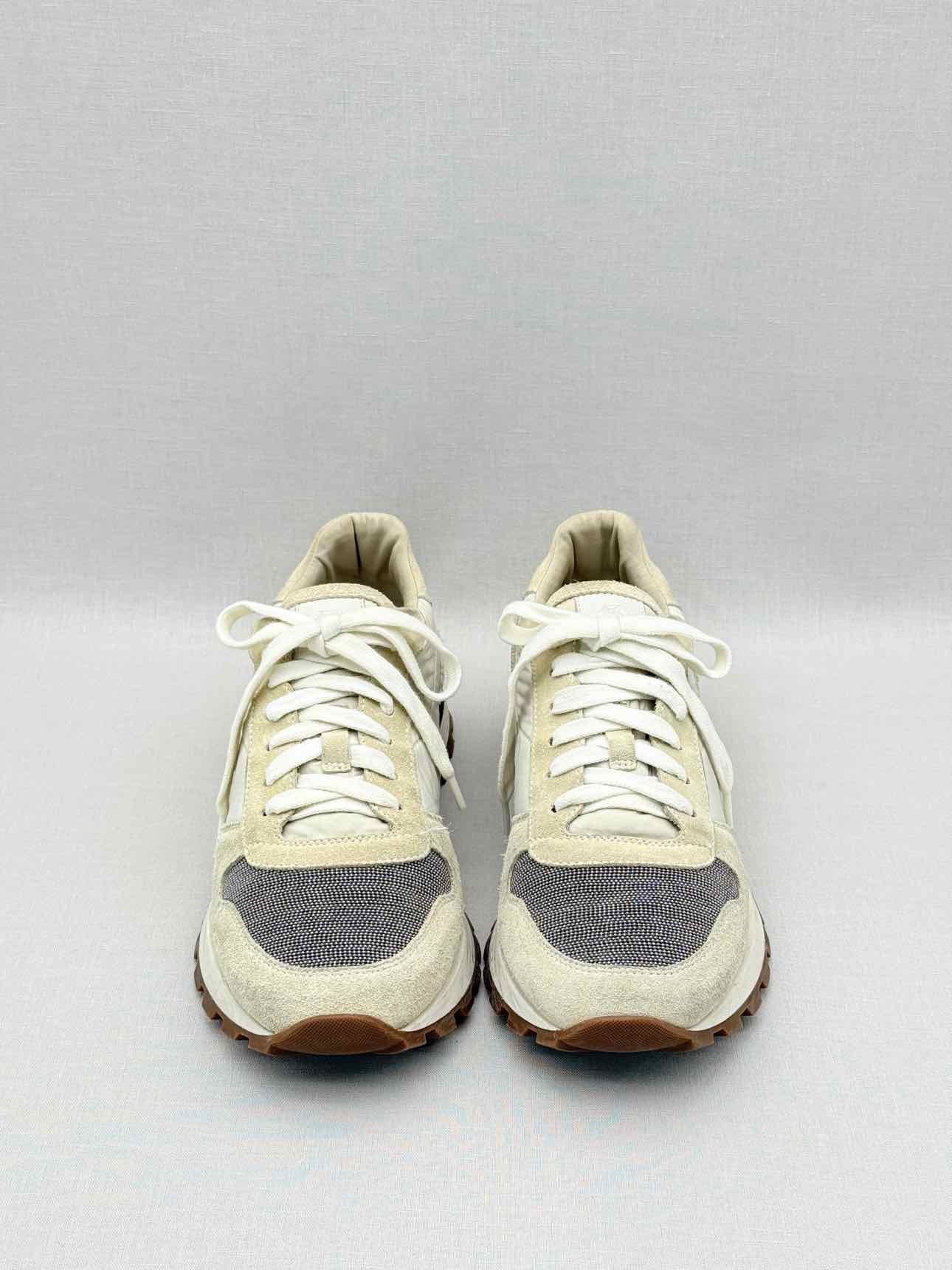 BRUNELLO CUCINELLI Cream & Grey Size EU 38.5 Sneakers