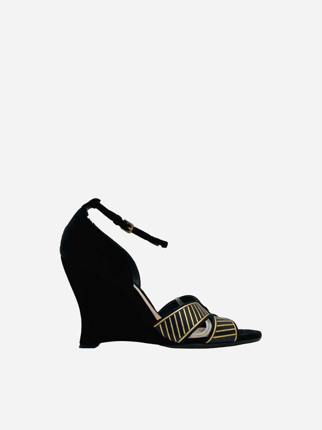 LK BENNETT Black w/ Gold Wedges