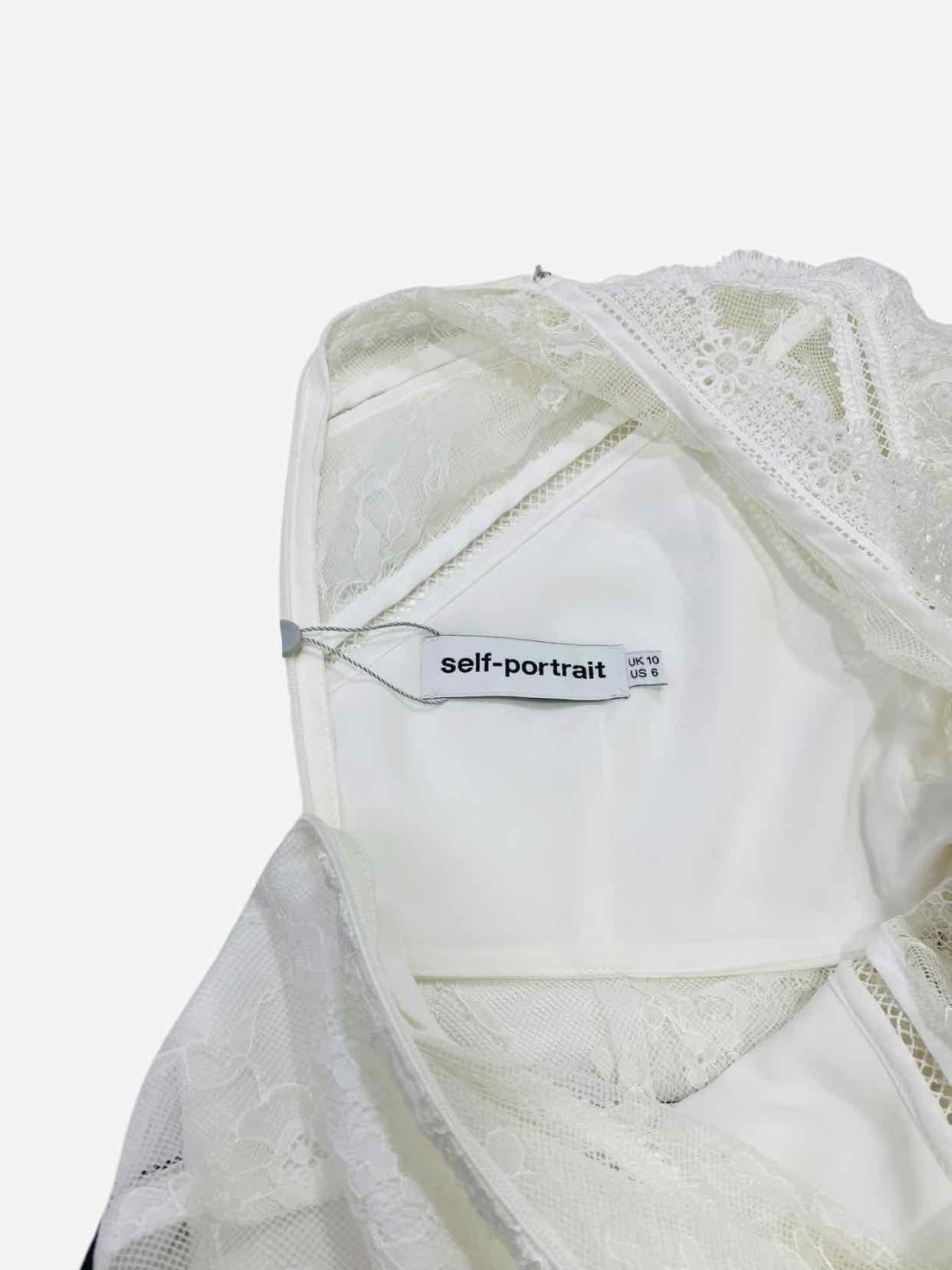 SELF-PORTRAIT Lace White Size US 6 Short Dress