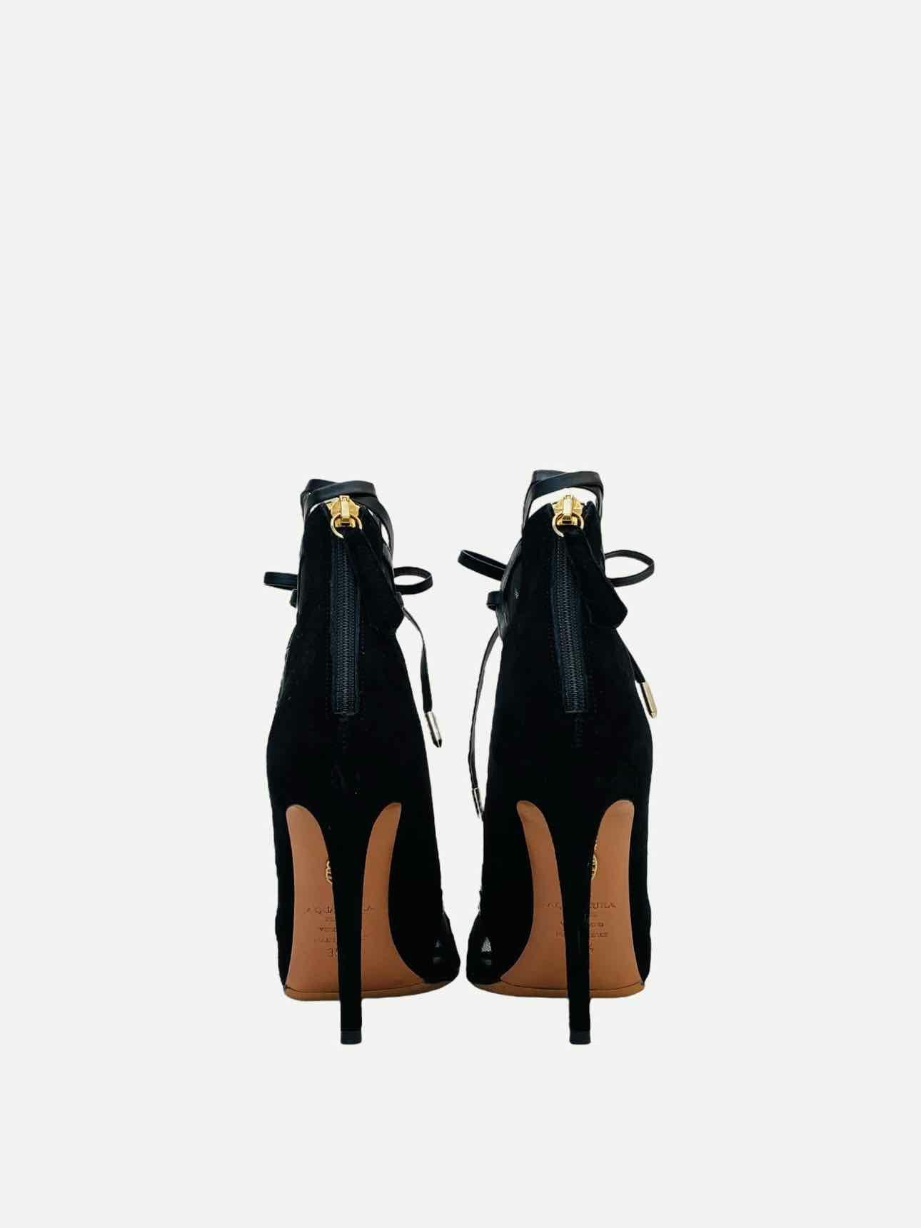 AQUAZZURA Lace Up Black Size EU 35.5 Heeled Sandals