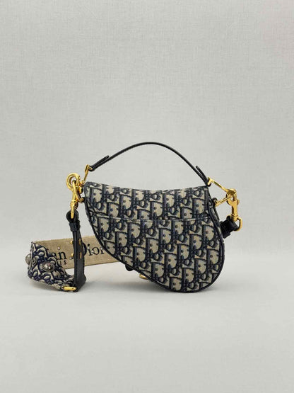CHRISTIAN DIOR Blue Oblique Saddle Bag